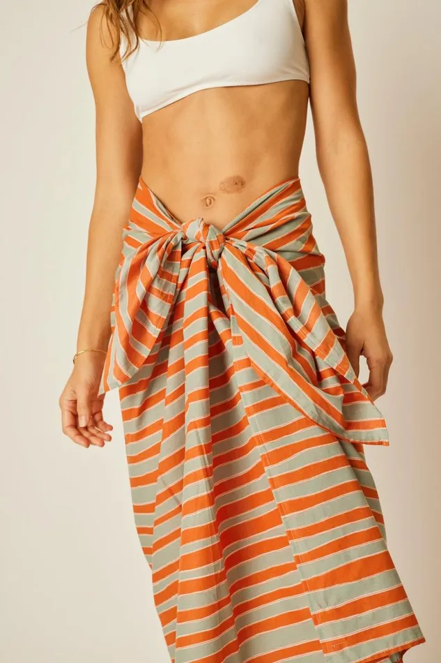 Women Natalie Martin Coverups Sarong Batik Stripe Sage