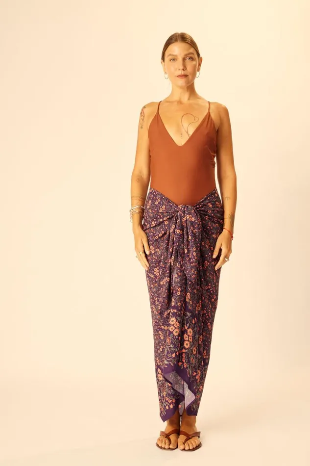Women Natalie Martin Coverups SarongScarf Petite Fleur Aubergine