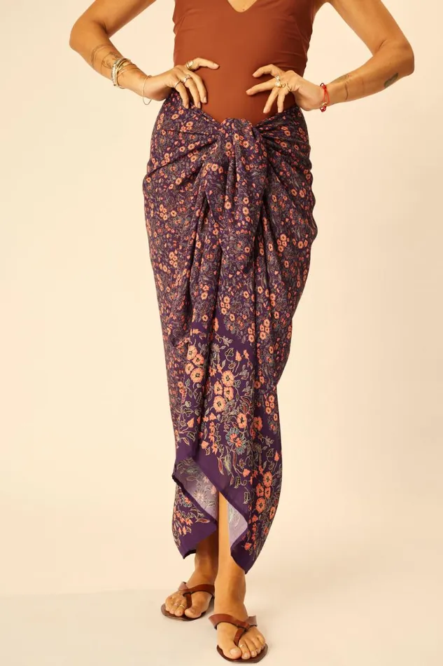 Women Natalie Martin Coverups SarongScarf Petite Fleur Aubergine