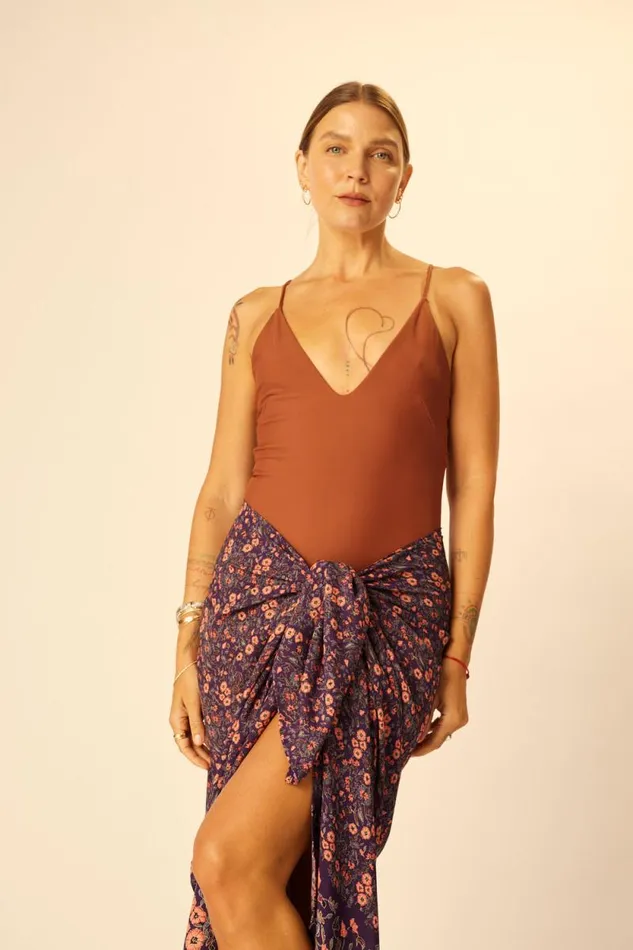 Women Natalie Martin Coverups SarongScarf Petite Fleur Aubergine