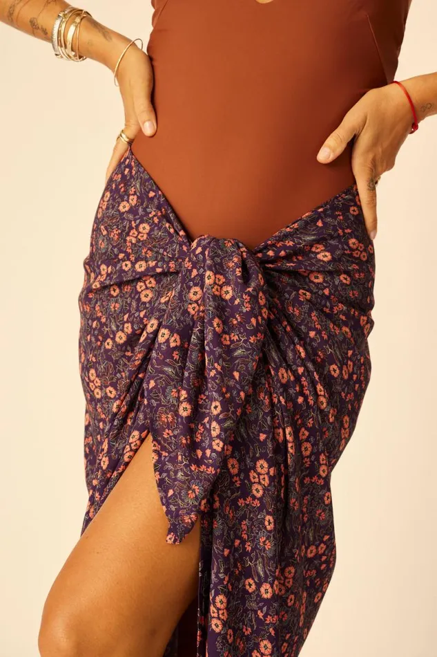 Women Natalie Martin Coverups SarongScarf Petite Fleur Aubergine