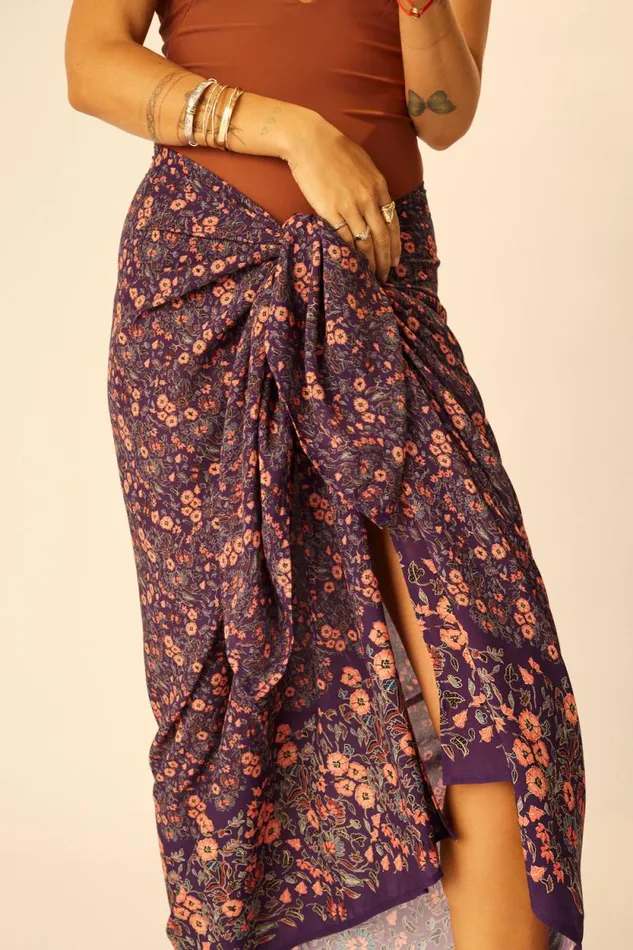 Women Natalie Martin Coverups SarongScarf Petite Fleur Aubergine