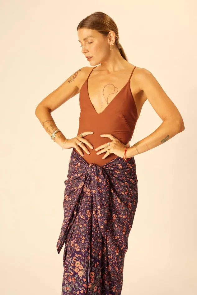 Women Natalie Martin Coverups SarongScarf Petite Fleur Aubergine