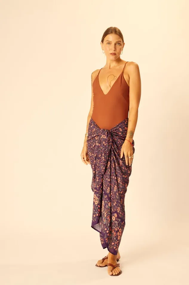 Women Natalie Martin Coverups SarongScarf Petite Fleur Aubergine