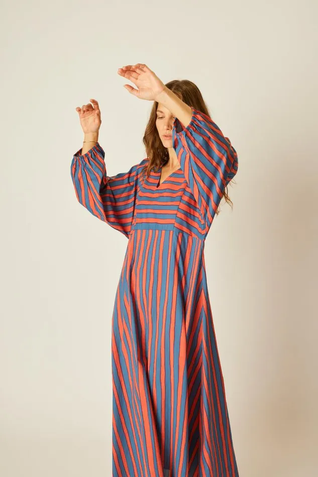 Women Natalie Martin Dresses Alice Dress Batik Stripe Blood Orange