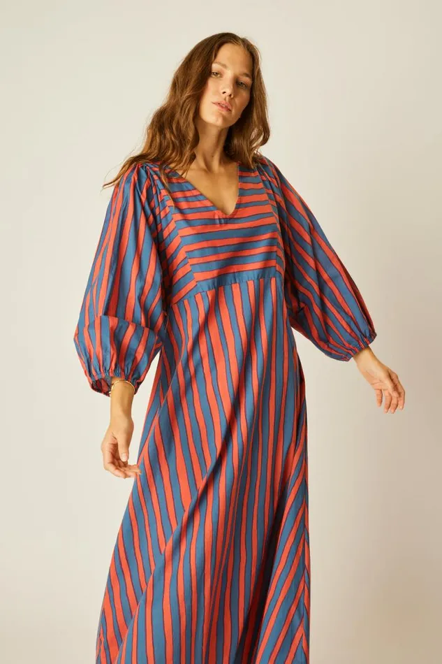 Women Natalie Martin Dresses Alice Dress Batik Stripe Blood Orange