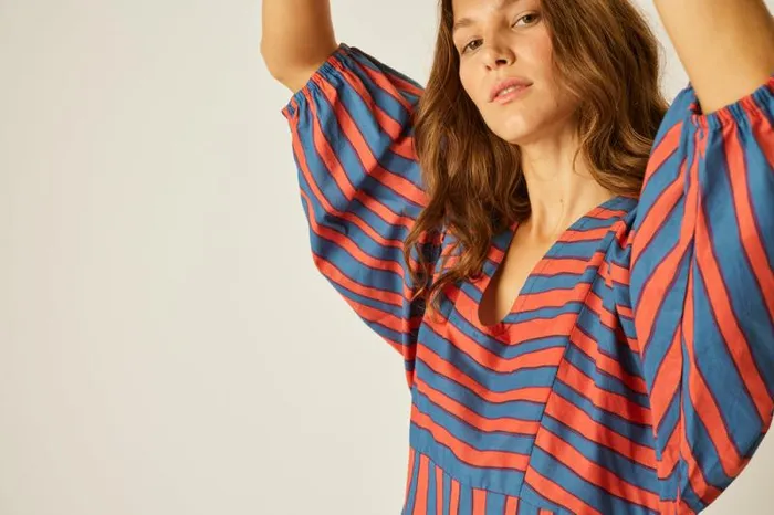 Women Natalie Martin Dresses Alice Dress Batik Stripe Blood Orange