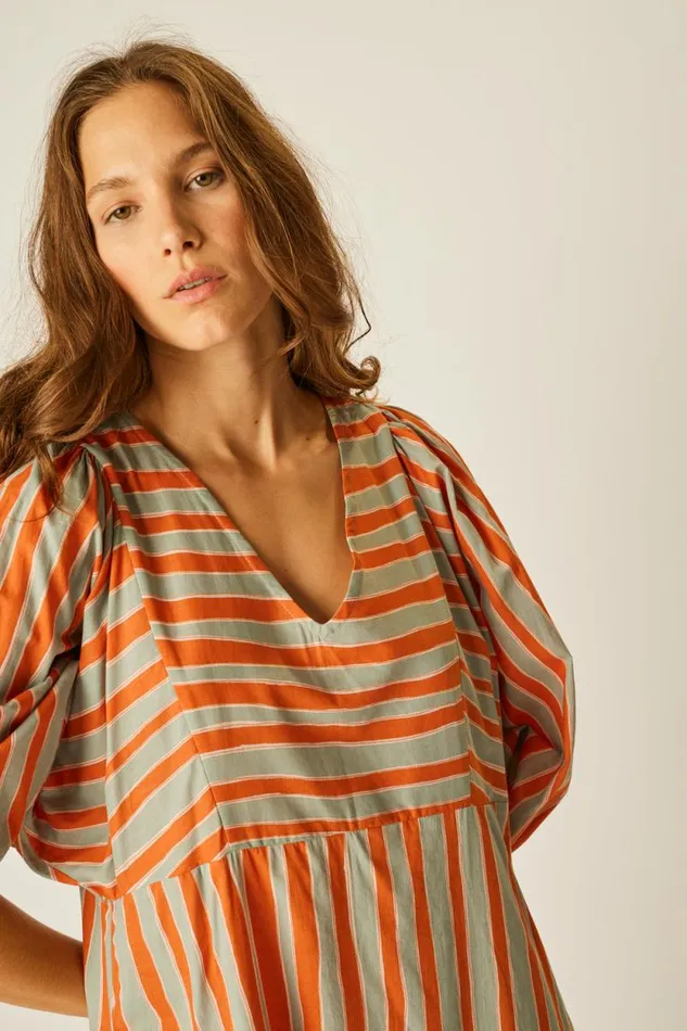 Women Natalie Martin Dresses Alice Dress Batik Stripe Sage