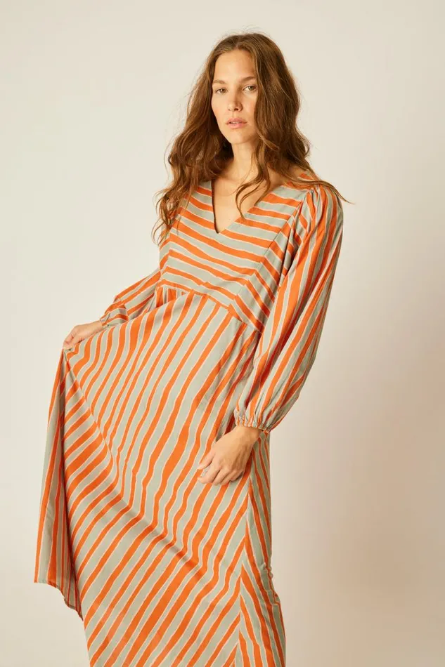 Women Natalie Martin Dresses Alice Dress Batik Stripe Sage