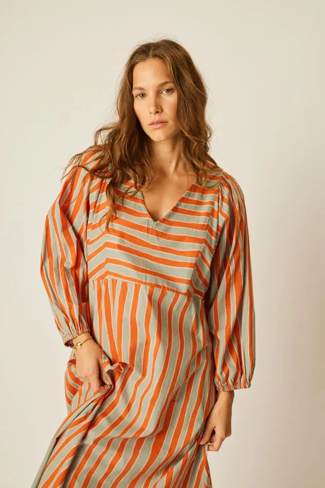 Women Natalie Martin Dresses Alice Dress Batik Stripe Sage