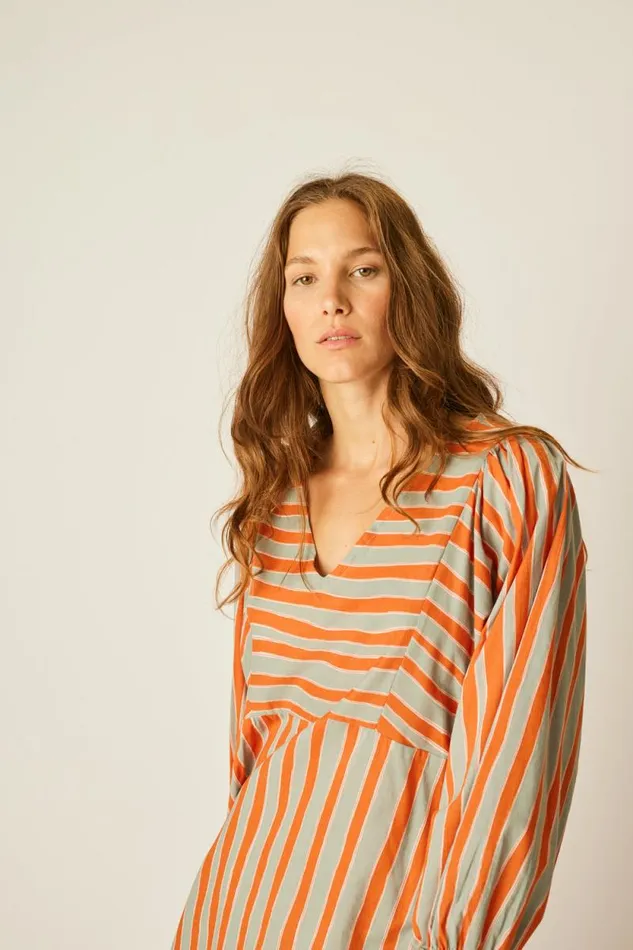 Women Natalie Martin Dresses Alice Dress Batik Stripe Sage