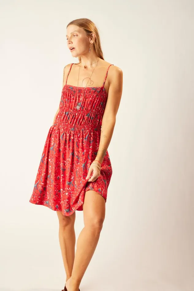 Women Natalie Martin Dresses Gina Short Dress Silk Watercolor Vermil