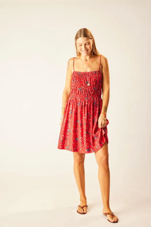 Women Natalie Martin Dresses Gina Short Dress Silk Watercolor Vermil
