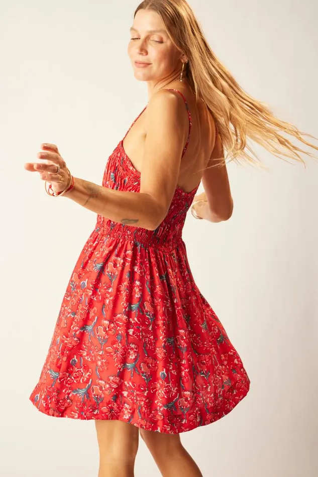 Women Natalie Martin Dresses Gina Short Dress Silk Watercolor Vermil