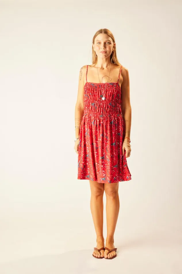 Women Natalie Martin Dresses Gina Short Dress Silk Watercolor Vermil