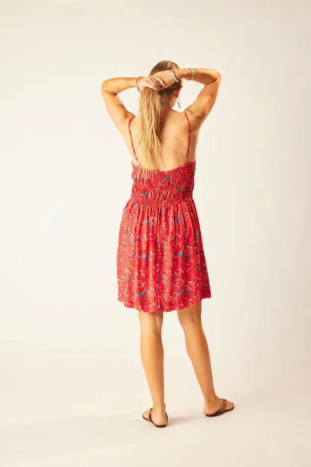 Women Natalie Martin Dresses Gina Short Dress Silk Watercolor Vermil