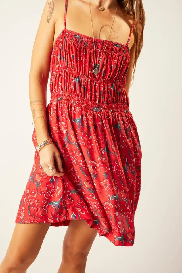 Women Natalie Martin Dresses Gina Short Dress Silk Watercolor Vermil