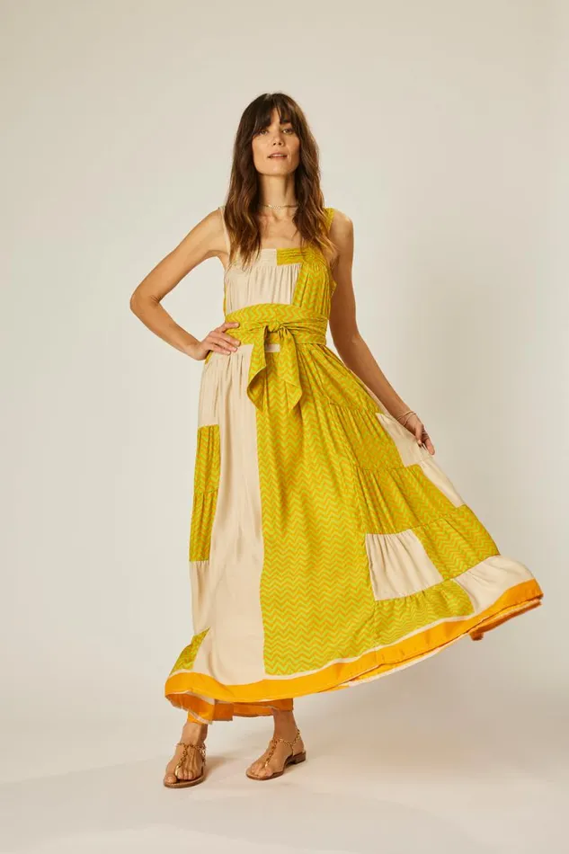 Women Natalie Martin Dresses Jasmine Maxi Block Zigzag Tangerine
