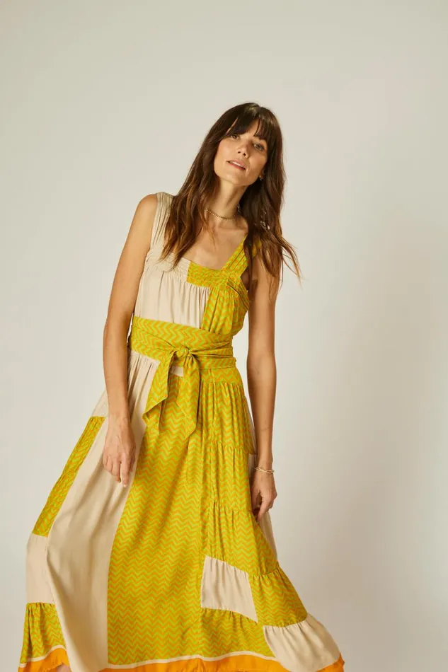 Women Natalie Martin Dresses Jasmine Maxi Block Zigzag Tangerine
