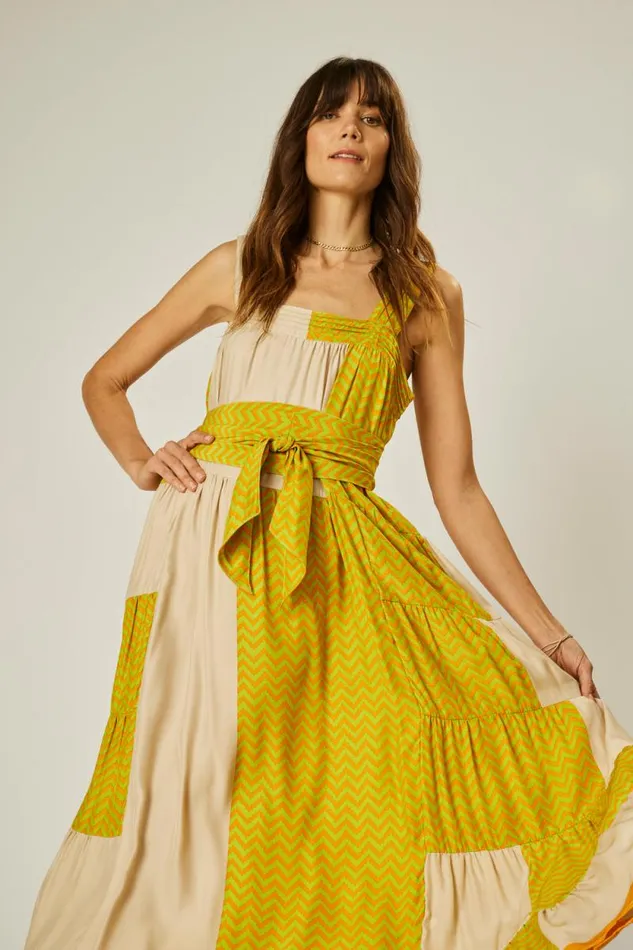 Women Natalie Martin Dresses Jasmine Maxi Block Zigzag Tangerine