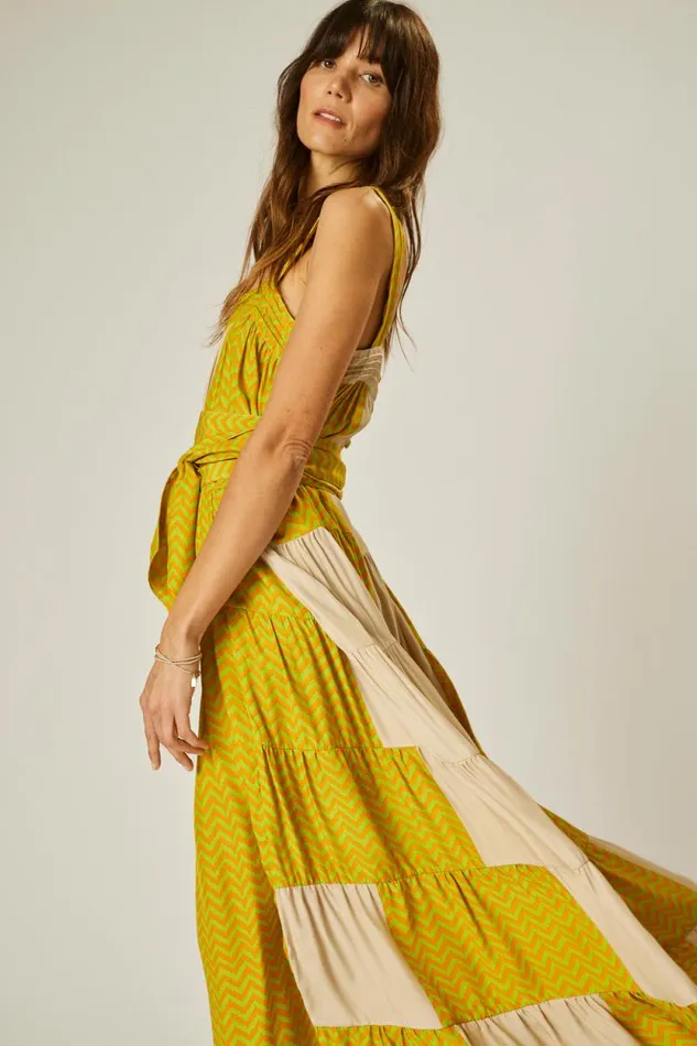 Women Natalie Martin Dresses Jasmine Maxi Block Zigzag Tangerine