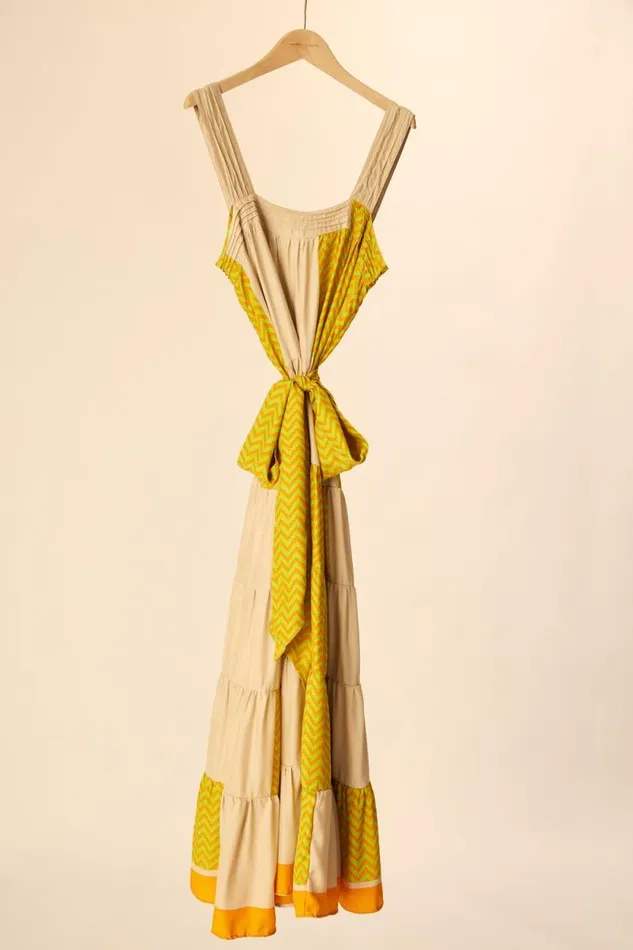 Women Natalie Martin Dresses Jasmine Maxi Block Zigzag Tangerine