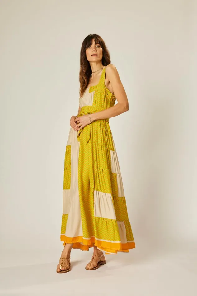 Women Natalie Martin Dresses Jasmine Maxi Block Zigzag Tangerine