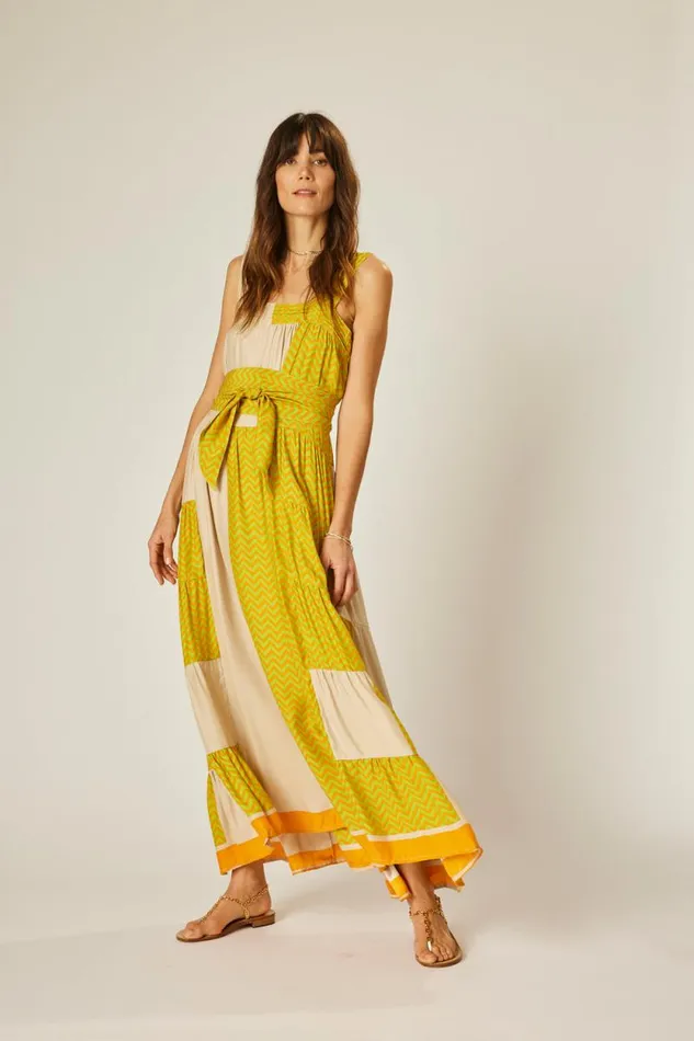 Women Natalie Martin Dresses Jasmine Maxi Block Zigzag Tangerine