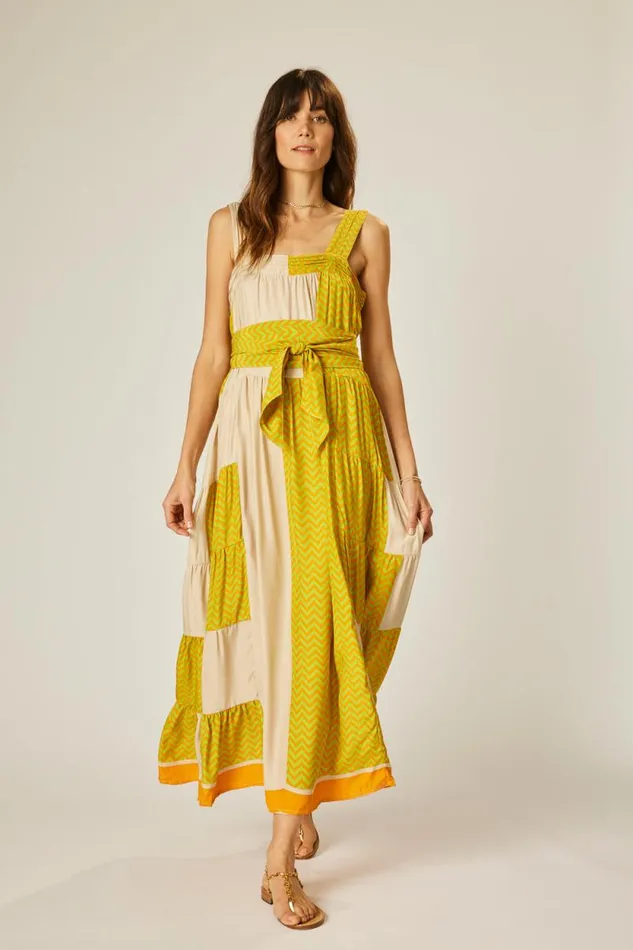 Women Natalie Martin Dresses Jasmine Maxi Block Zigzag Tangerine