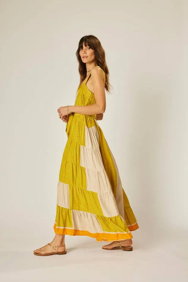 Women Natalie Martin Dresses Jasmine Maxi Block Zigzag Tangerine