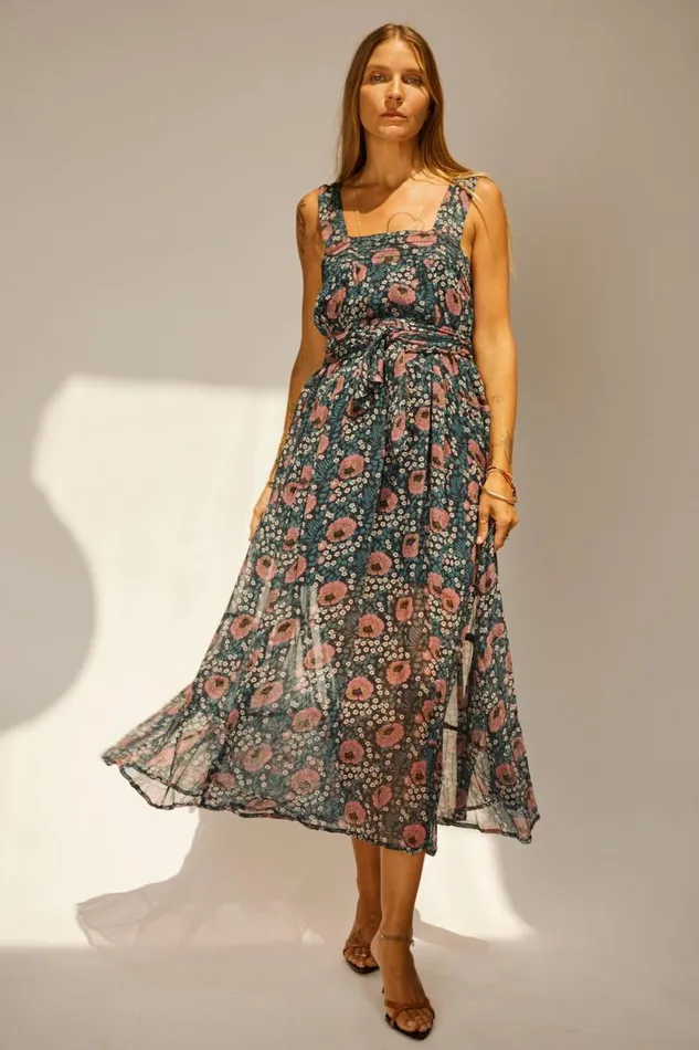 Women Natalie Martin Dresses Jasmine Maxi Vintage Flowers Indigo