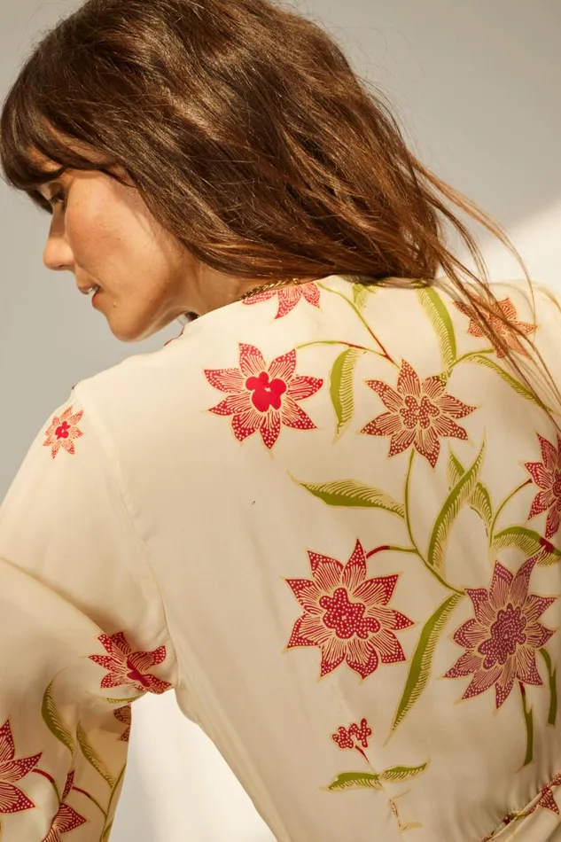 Women Natalie Martin Dresses Kate Long Sleeve Dress Starflower Cream