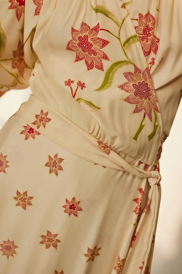 Women Natalie Martin Dresses Kate Long Sleeve Dress Starflower Cream