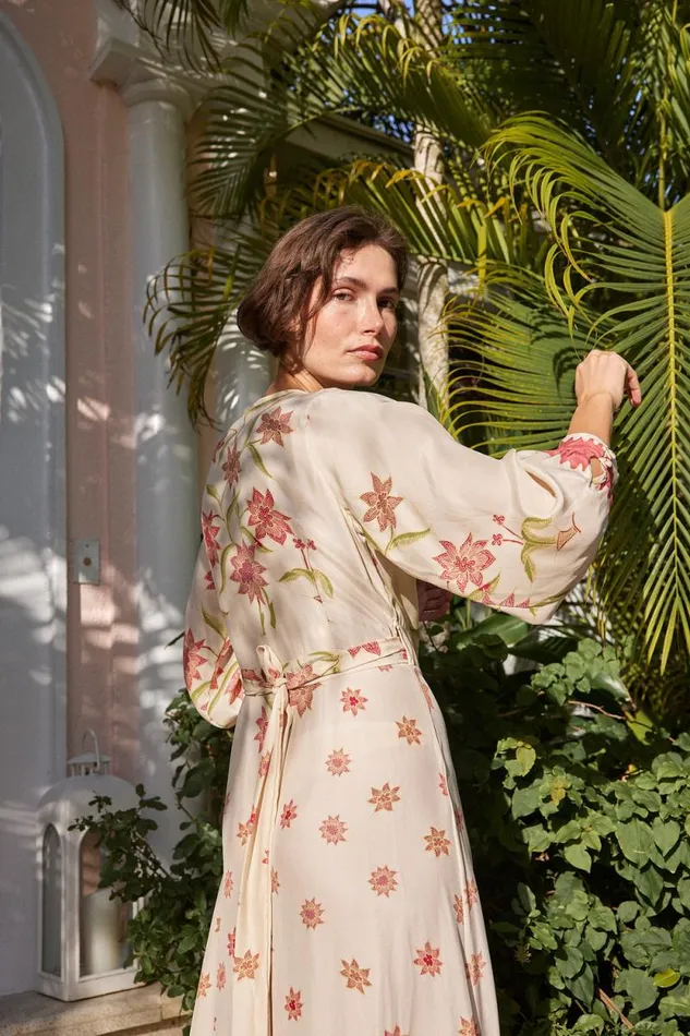 Women Natalie Martin Dresses Kate Long Sleeve Dress Starflower Cream