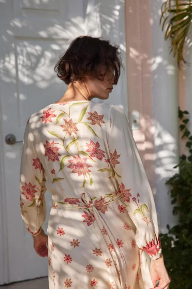 Women Natalie Martin Dresses Kate Long Sleeve Dress Starflower Cream
