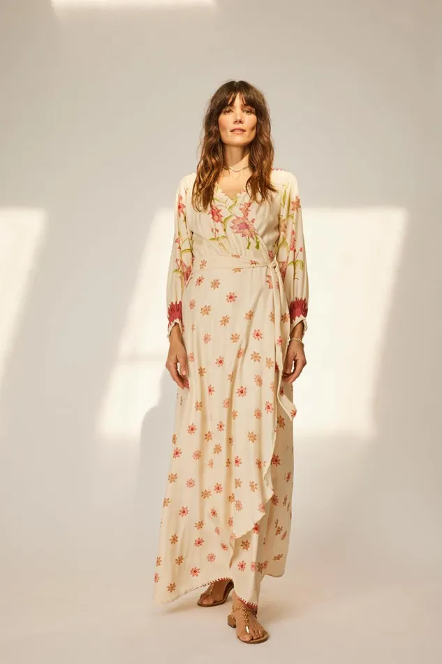 Women Natalie Martin Dresses Kate Long Sleeve Dress Starflower Cream