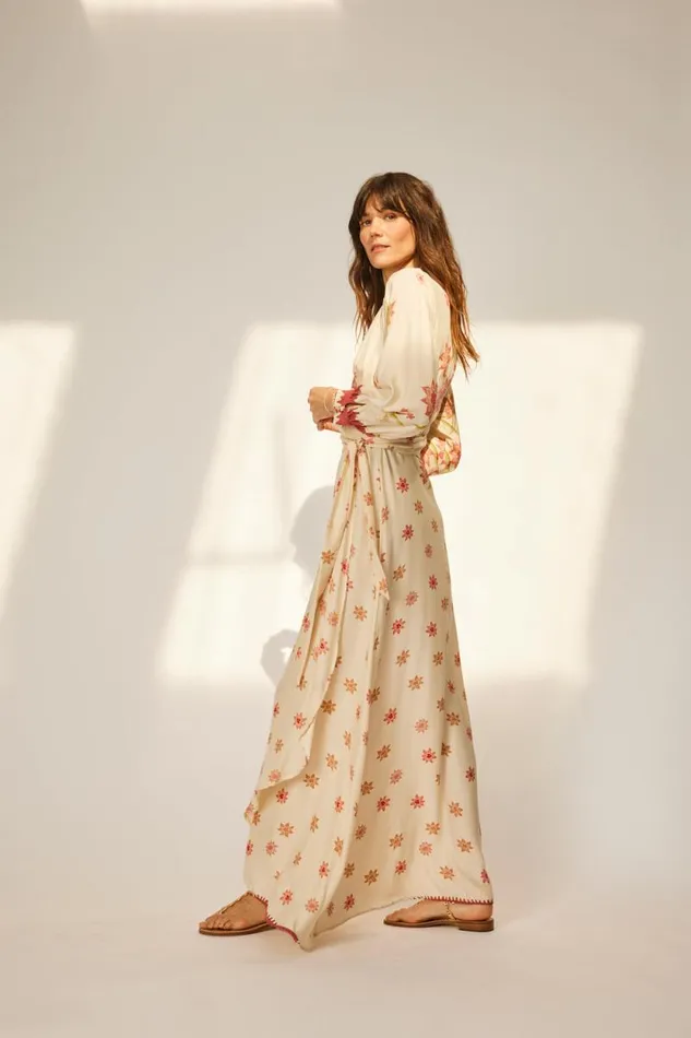 Women Natalie Martin Dresses Kate Long Sleeve Dress Starflower Cream