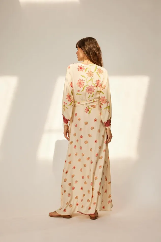 Women Natalie Martin Dresses Kate Long Sleeve Dress Starflower Cream