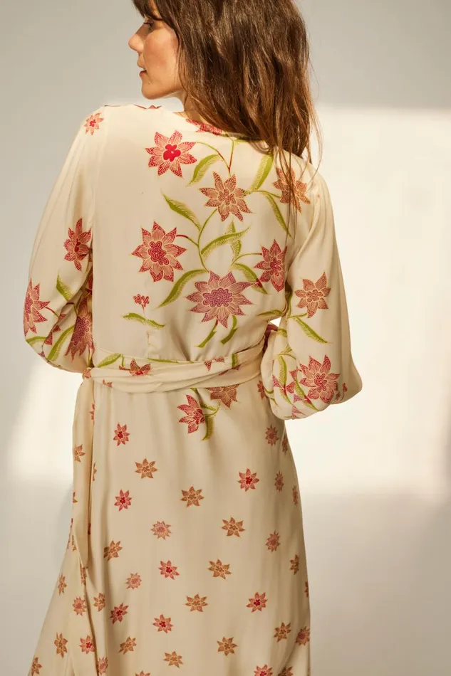 Women Natalie Martin Dresses Kate Long Sleeve Dress Starflower Cream