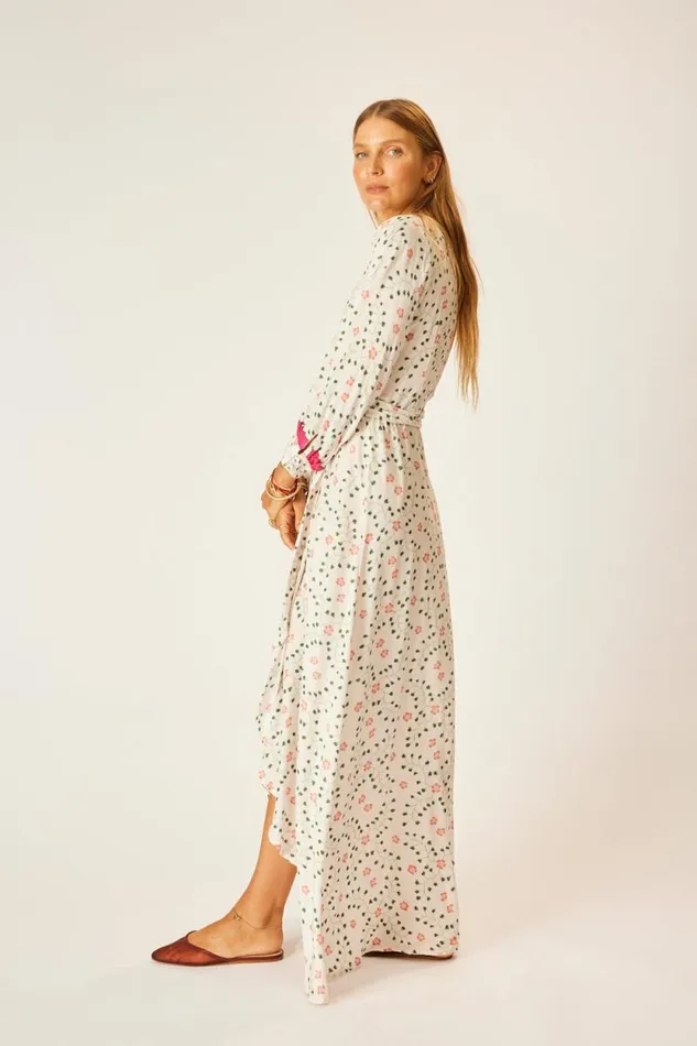 Women Natalie Martin Dresses Kate Long Sleeve Maxi Pinwheel Cotton