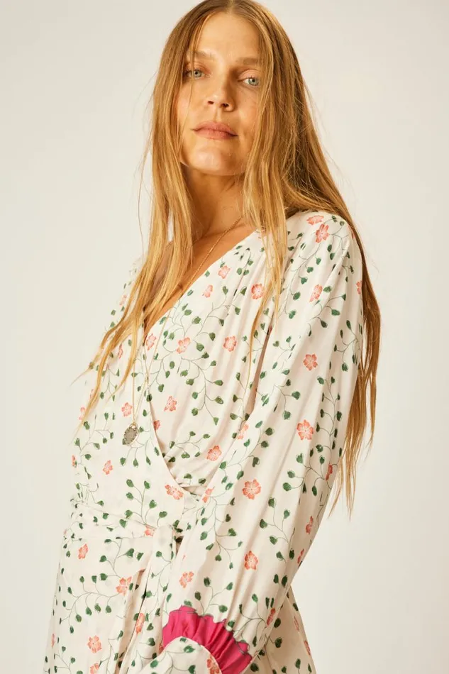 Women Natalie Martin Dresses Kate Long Sleeve Maxi Pinwheel Cotton