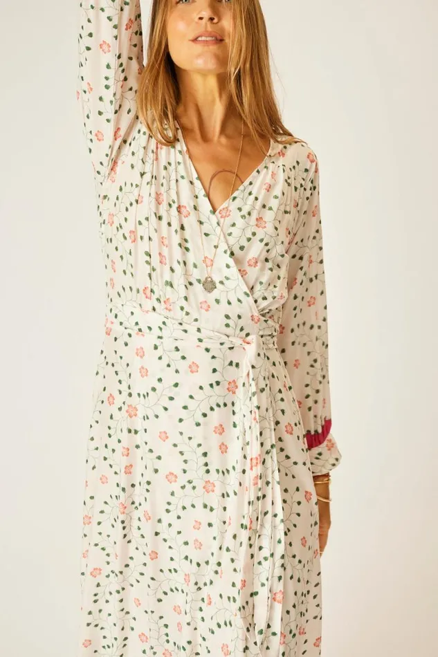 Women Natalie Martin Dresses Kate Long Sleeve Maxi Pinwheel Cotton
