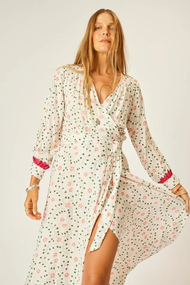Women Natalie Martin Dresses Kate Long Sleeve Maxi Pinwheel Cotton