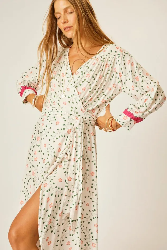 Women Natalie Martin Dresses Kate Long Sleeve Maxi Pinwheel Cotton