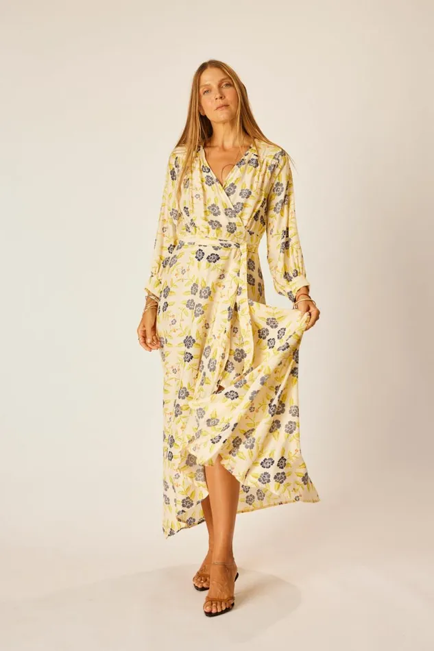 Women Natalie Martin Dresses Kate Long Sleeve Maxi Prairie Indigo