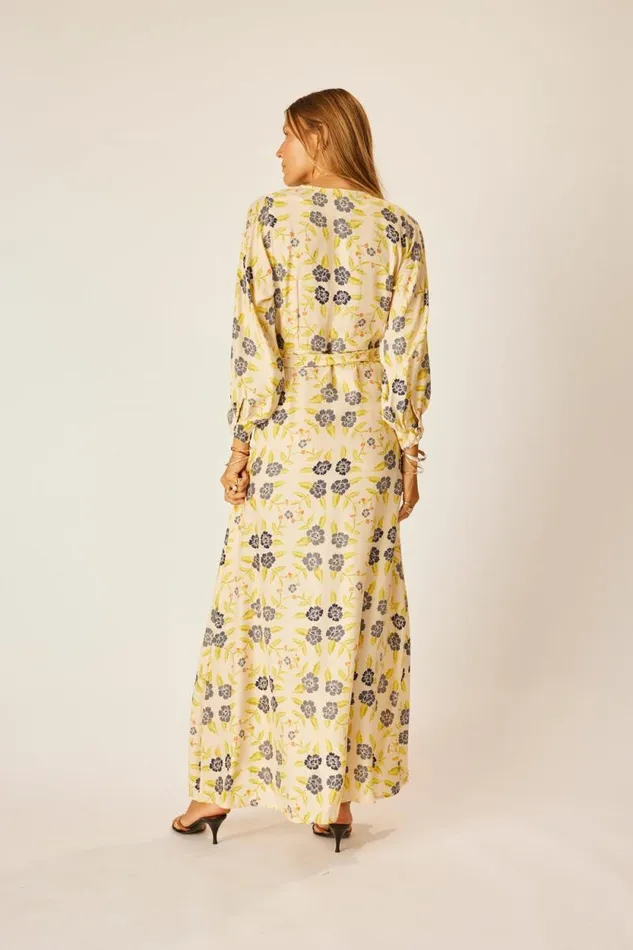 Women Natalie Martin Dresses Kate Long Sleeve Maxi Prairie Indigo