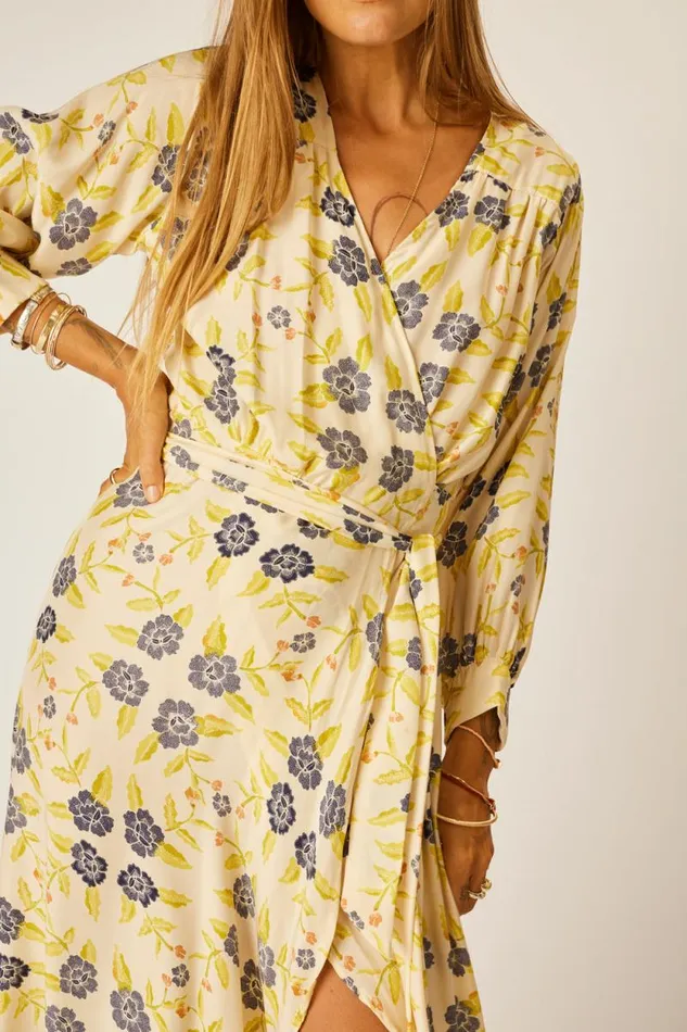 Women Natalie Martin Dresses Kate Long Sleeve Maxi Prairie Indigo