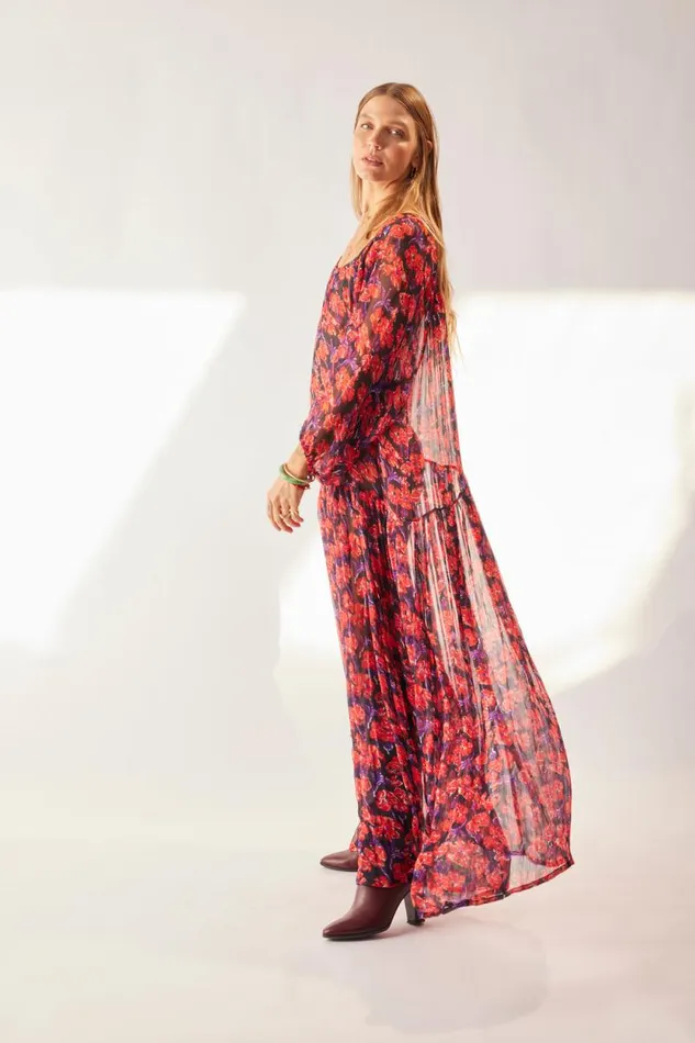Women Natalie Martin Dresses Lainey Dress With Sash Chiffon Watercolor Print Onyx Women Natalie Martin Dresses Lainey Dress With Sash Chiffon Watercolor Print Onyx