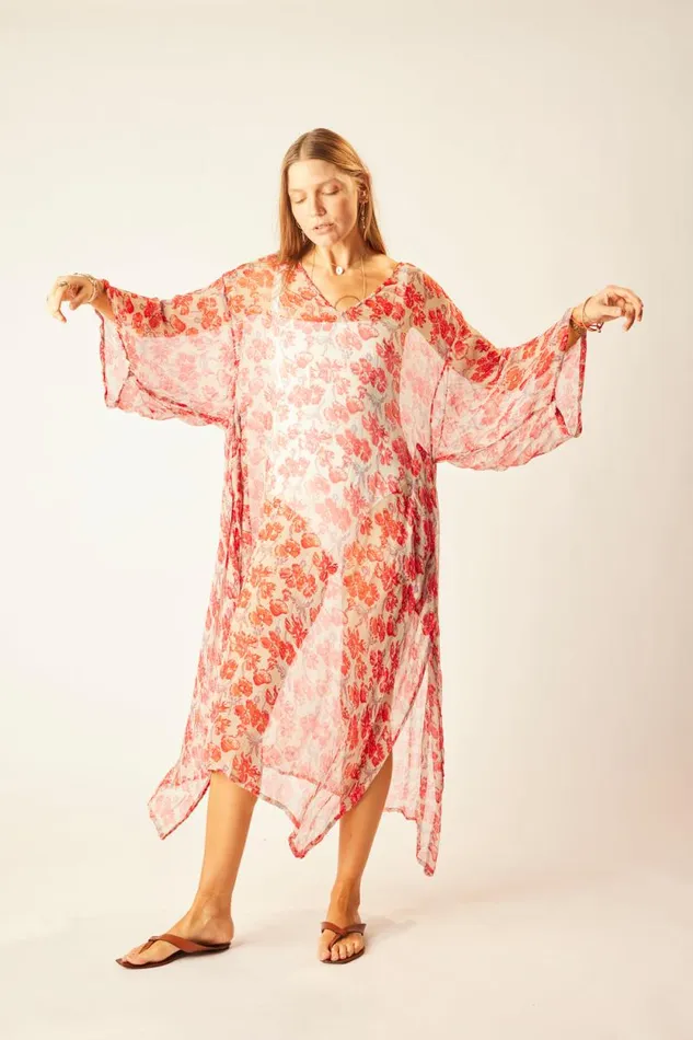 Women Natalie Martin Dresses Marin Dress With Sash Chiffon Watercolor Dove