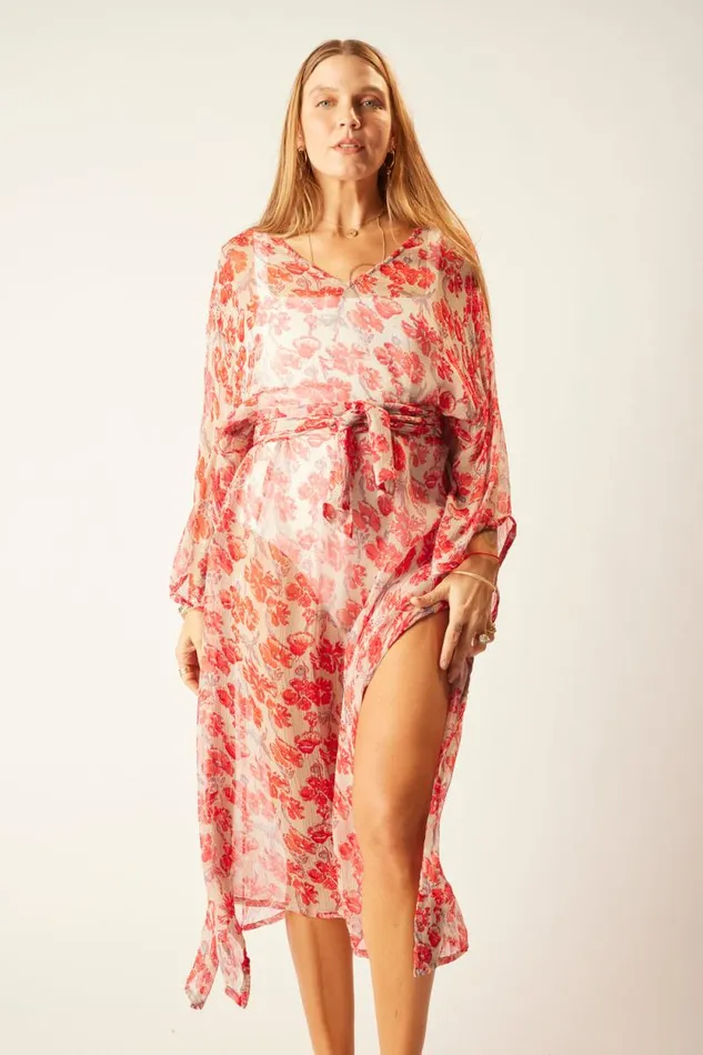 Women Natalie Martin Dresses Marin Dress With Sash Chiffon Watercolor Dove